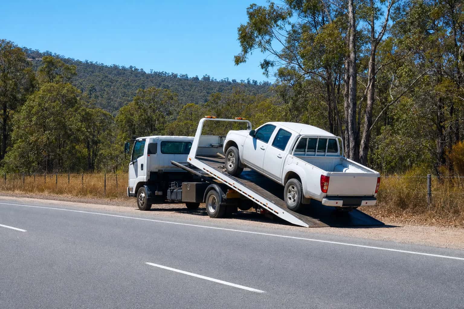 Quokka Towing tilt tray tow truck on a job in Armadale, Western Australia