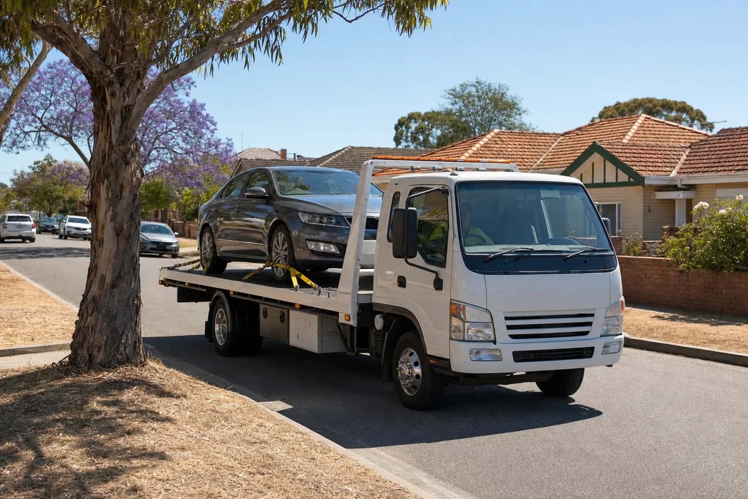 Quokka Towing tilt tray tow truck on a job in Bayswater, Western Australia