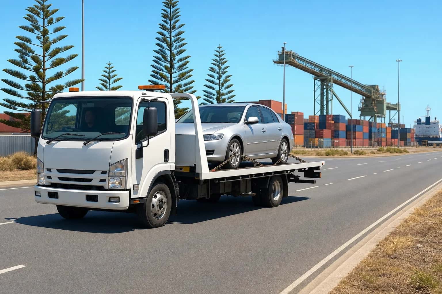 Quokka Towing tilt tray tow truck on a job in Bunbury, Western Australia