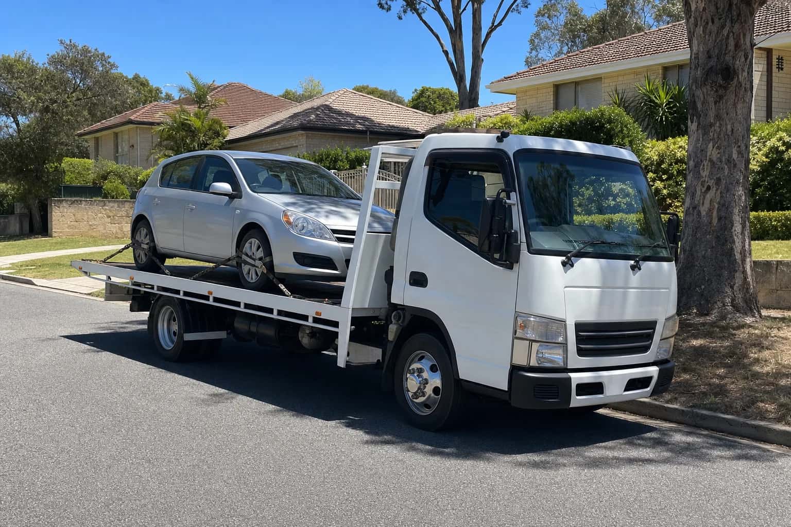 Quokka Towing tilt tray tow truck on a job in Melville, Western Australia